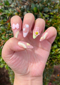 Kawaii Floral 3D Pastel Pink Handmade Press on Nails