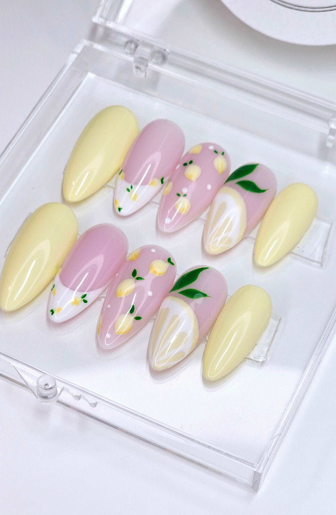 Lemon Pastel Yellow Cute Summer Handmade Press on Nails