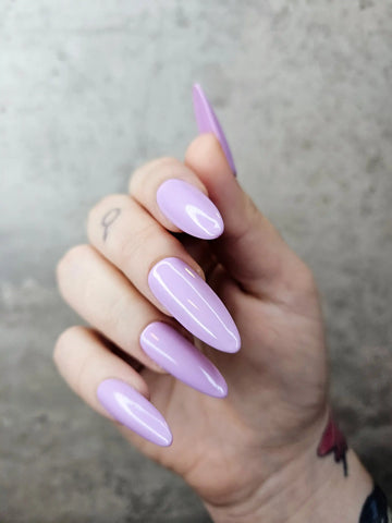 Lilac Pastel Glossy Handmade Press on Nails - Simple Reusable Fingernails