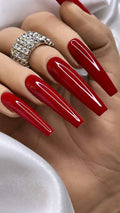Luxurious Classic Red Nails - Custom Handmade Gel Fake Nail