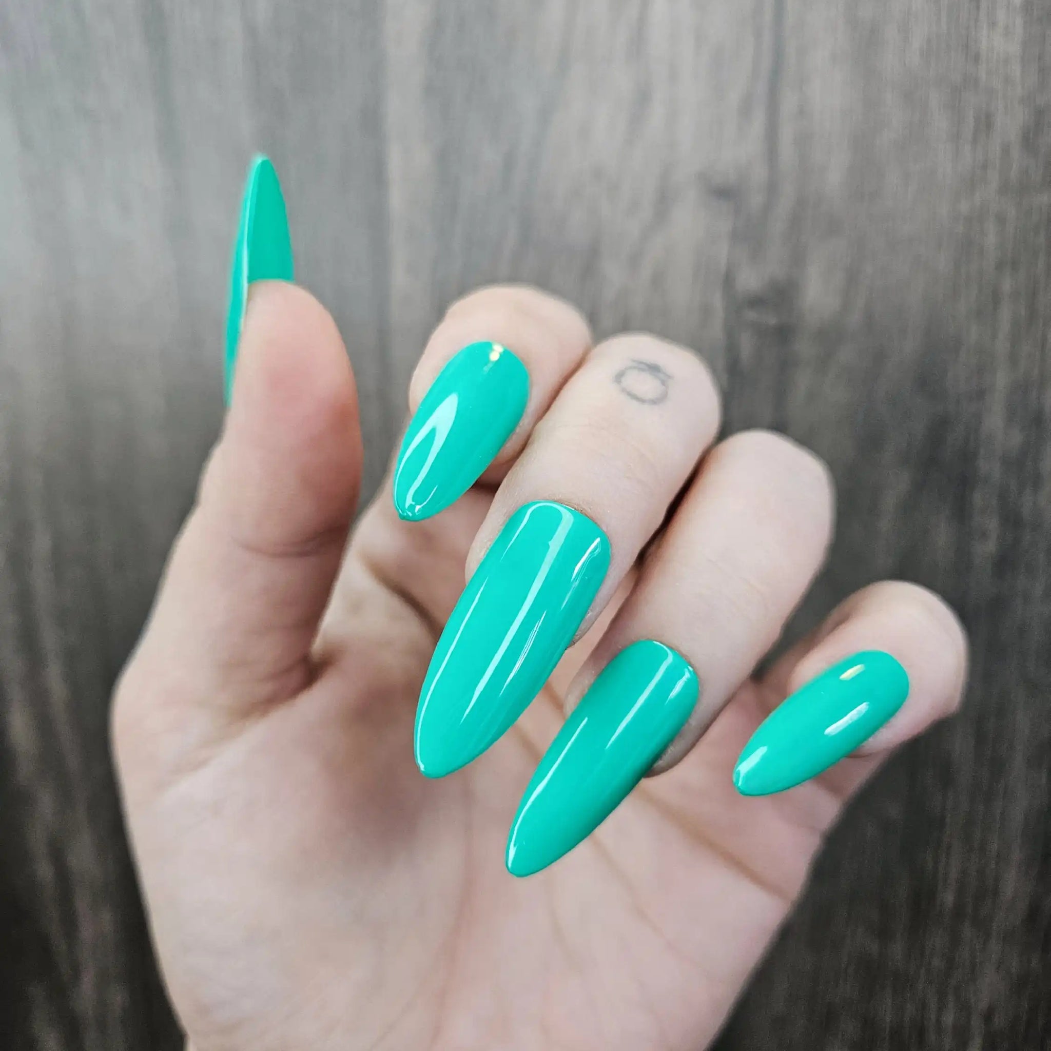 Neon Blue Glossy Handmade Press on Nails - Simple Reusable Fingernails