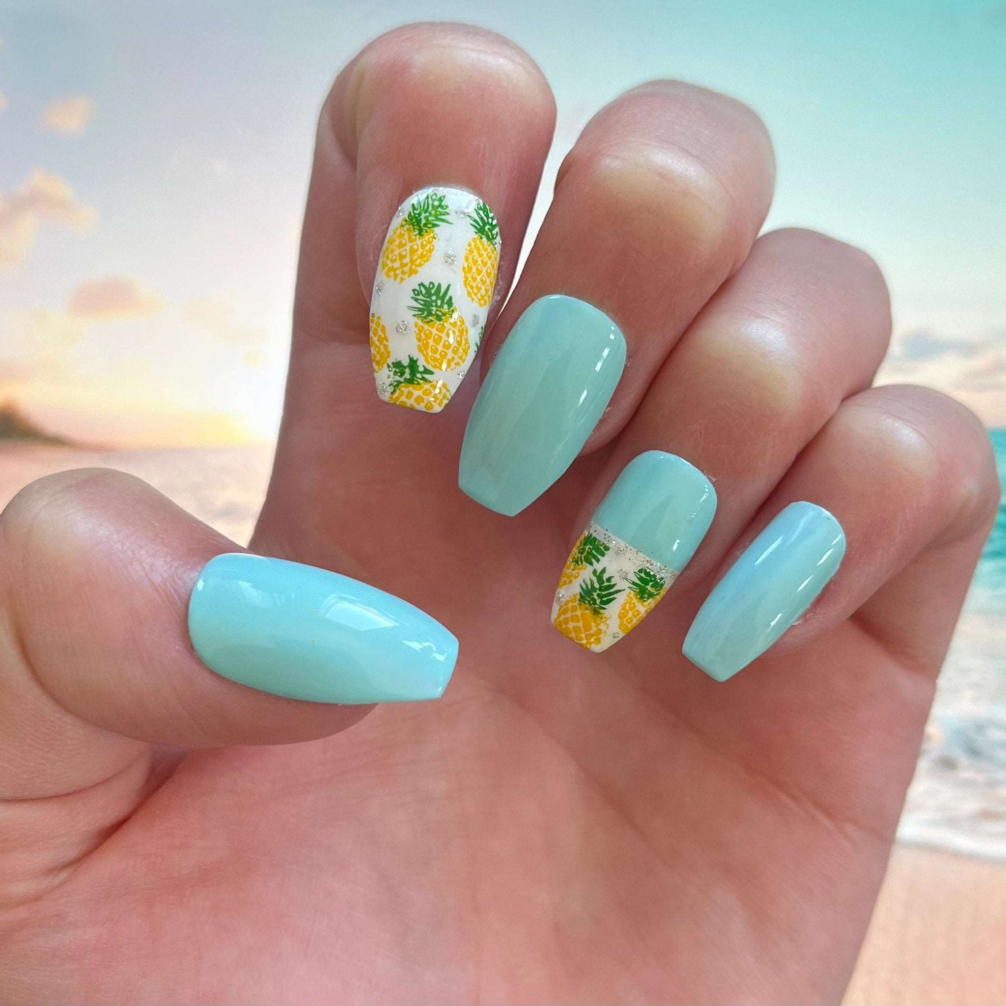 Pineapple Summer Handmade Fake Nails