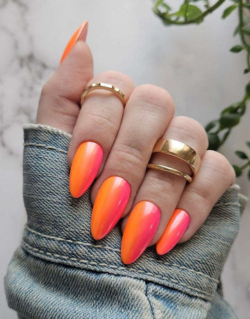 Pink Orange Glazed Ombre Summer Handmade Press on Nails