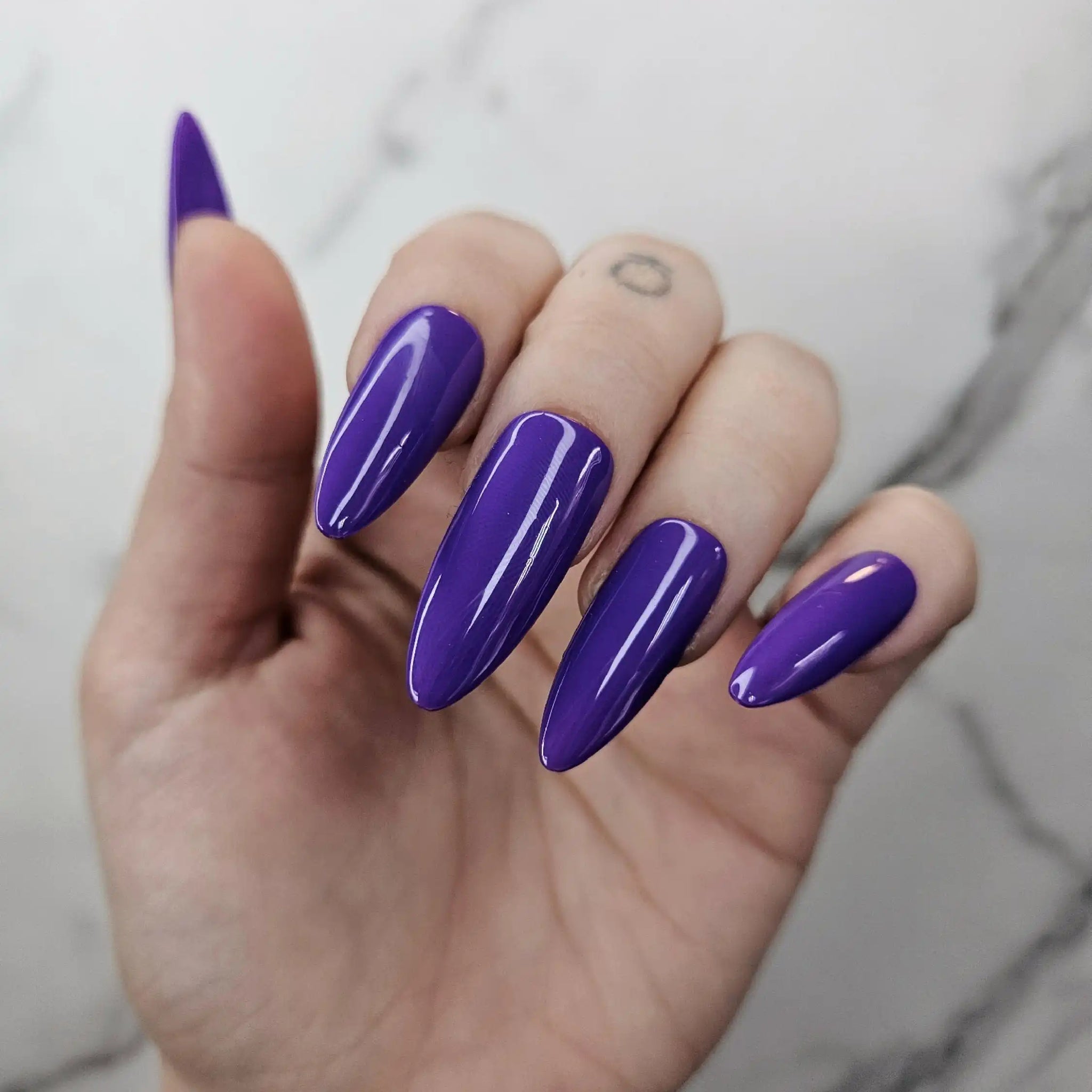 Purple Pastel Glossy Handmade Press on Nails - Simple Reusable Fingernails