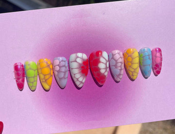 Rainbow Bloom Almond Summer Handmade Press on Nails