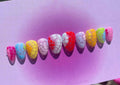 Rainbow Bloom Almond Summer Handmade Press on Nails