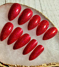 Glitter Glossy Red Holographic Fake Nails