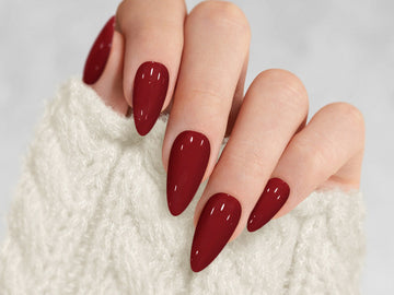 Sangria Deep Red Solid Color Press on Nails - Custom Handmade Gel Fake Nails
