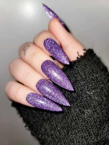 The Lavender Glitter Handmade Press on Nails - Reusable Fingernails