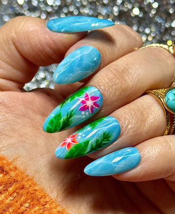 Water Color Floral Summer Handmade Press on Nails