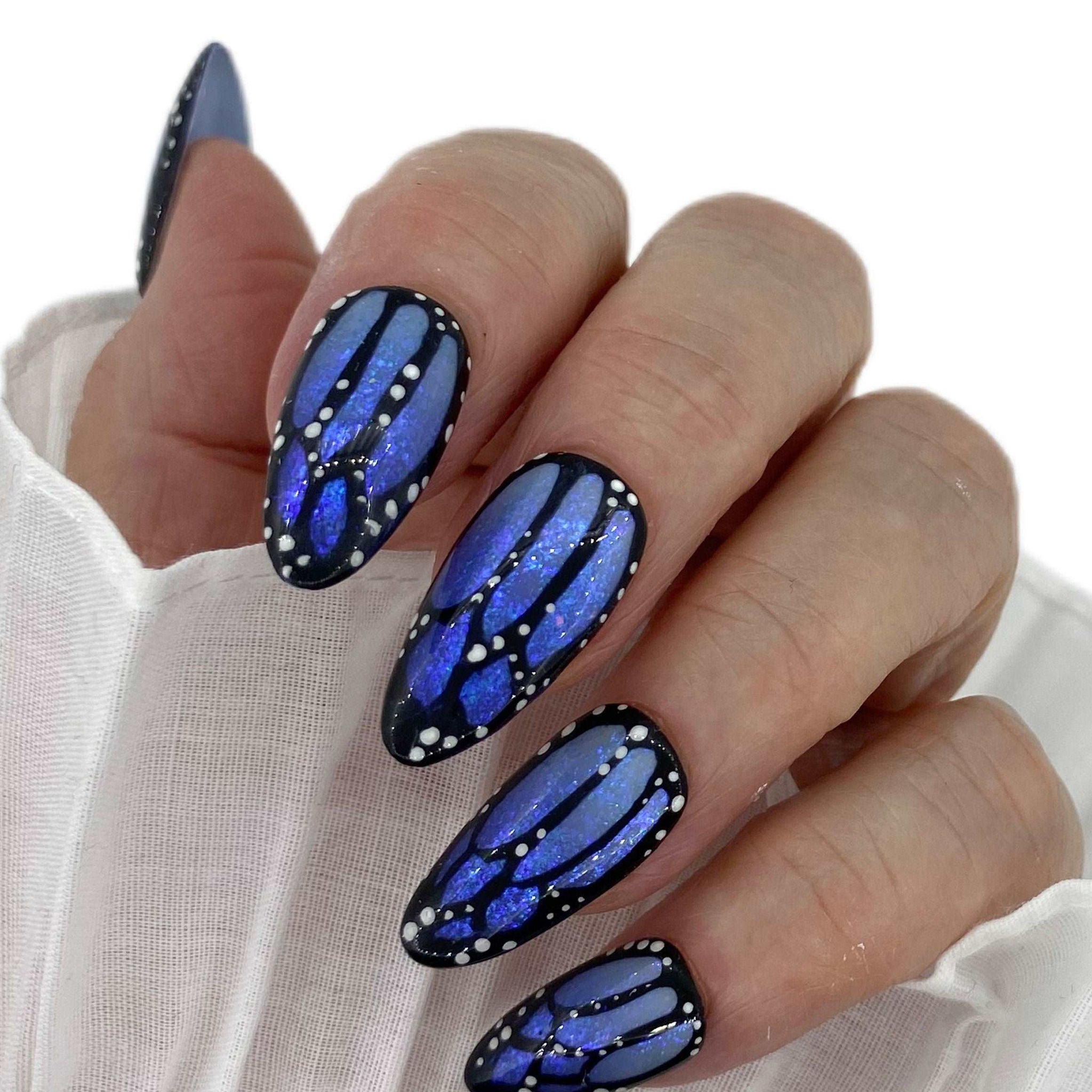 Ombre Butterfly Fairy Press on Nails - Handmade Long Short Custom Design
