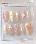 Beach Themed Summer Press On Nails - 3D Seashell and Pearl Design