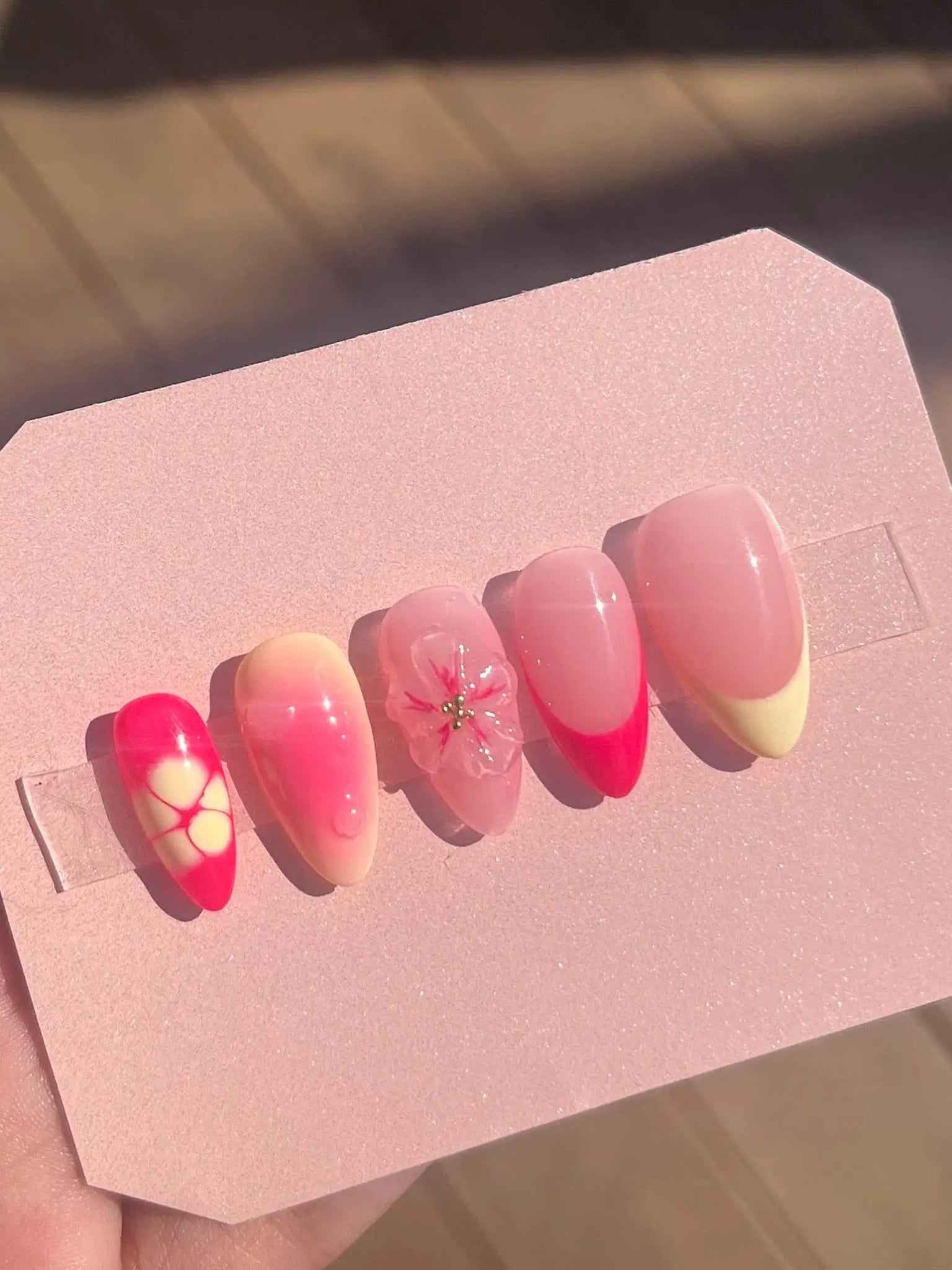 3D Flower Vibrant Simple Summer Custom Handmade Press on Nails