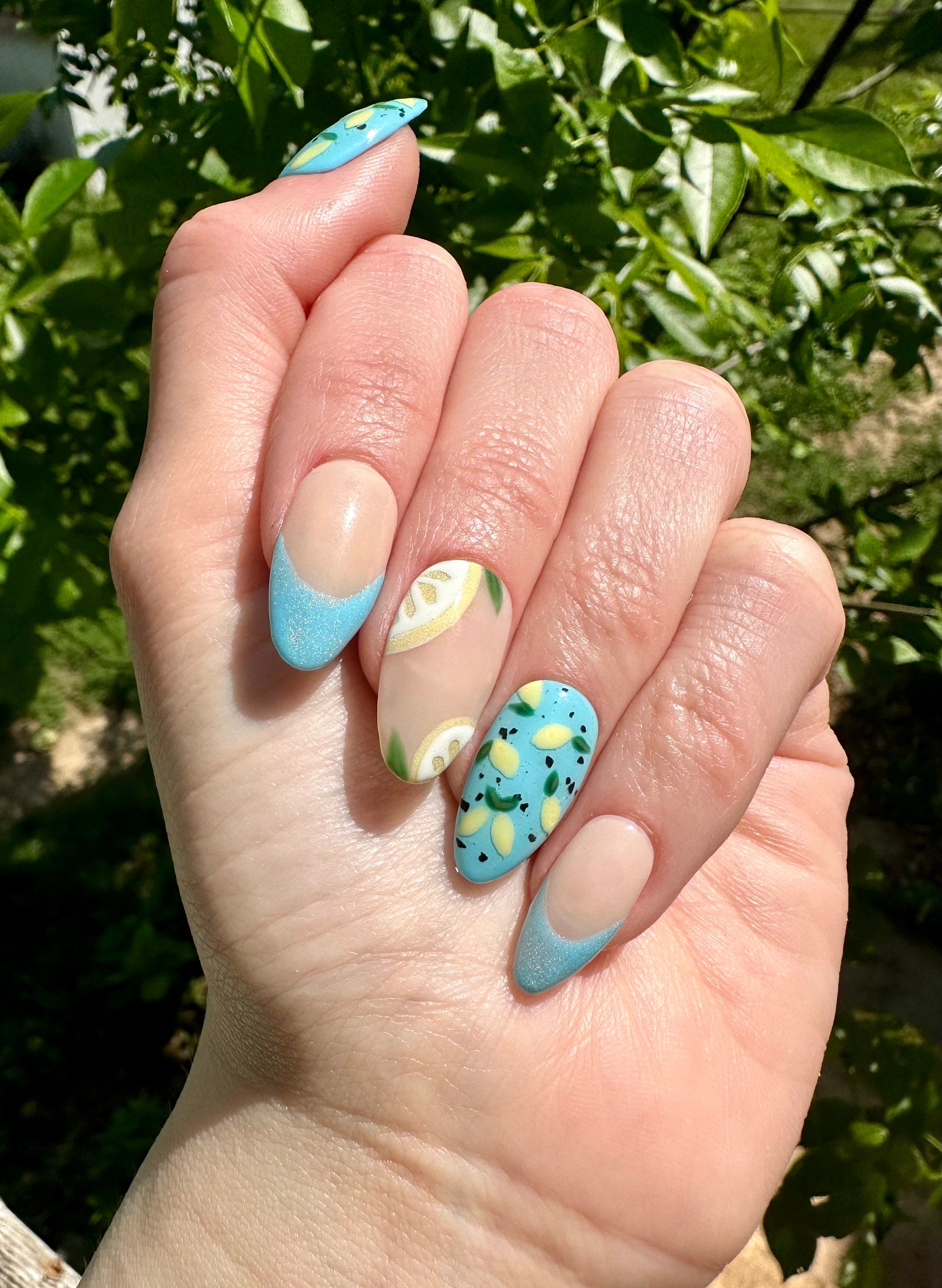 Happy summer press on online gel nails