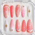 3D Summer Ombre Fruit Lover Handmade Pink Press On Nails