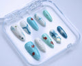 Ocean Fish Star Handmade Press On Nails - Blue White Design