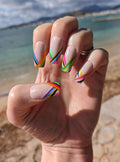 Colorful French Tip Free Style Handmade Custom Press On Nails