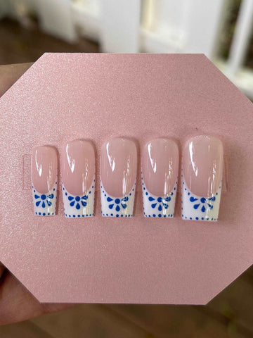 Clase Azul Mexico French Tips Handmade Press on Nails