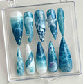Ocean Themed Blue Summer Press On Nails - Starfish Jellyfish Design