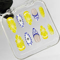 Fruit Lover Summer Press On Nails - Talavera Blue and Lemon Yellow Design