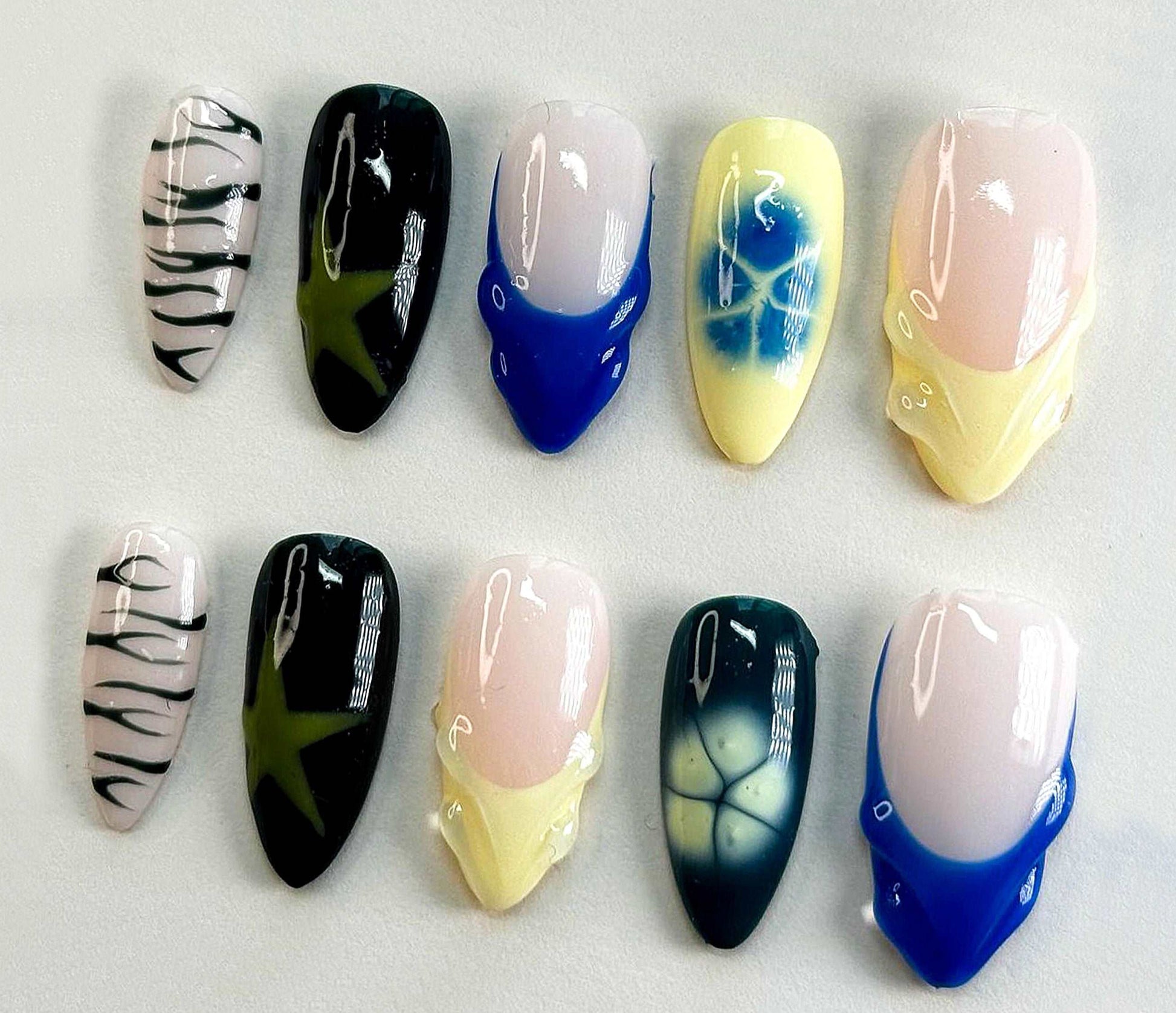 French Tip Free Style Summer Handmade Press On Nails