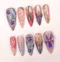 Butterfly Floral Spring and Summer Handmade Press On Nails
