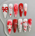 Birthday Party Handmade Press on Nails - Custom Red & White Design