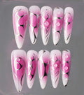 Ombre Pink Silver Press on Nails - Custom Handmade Design
