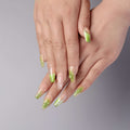 3D Ombre Hand Painted Spring Press on Nails - Custom Green and Silver Design