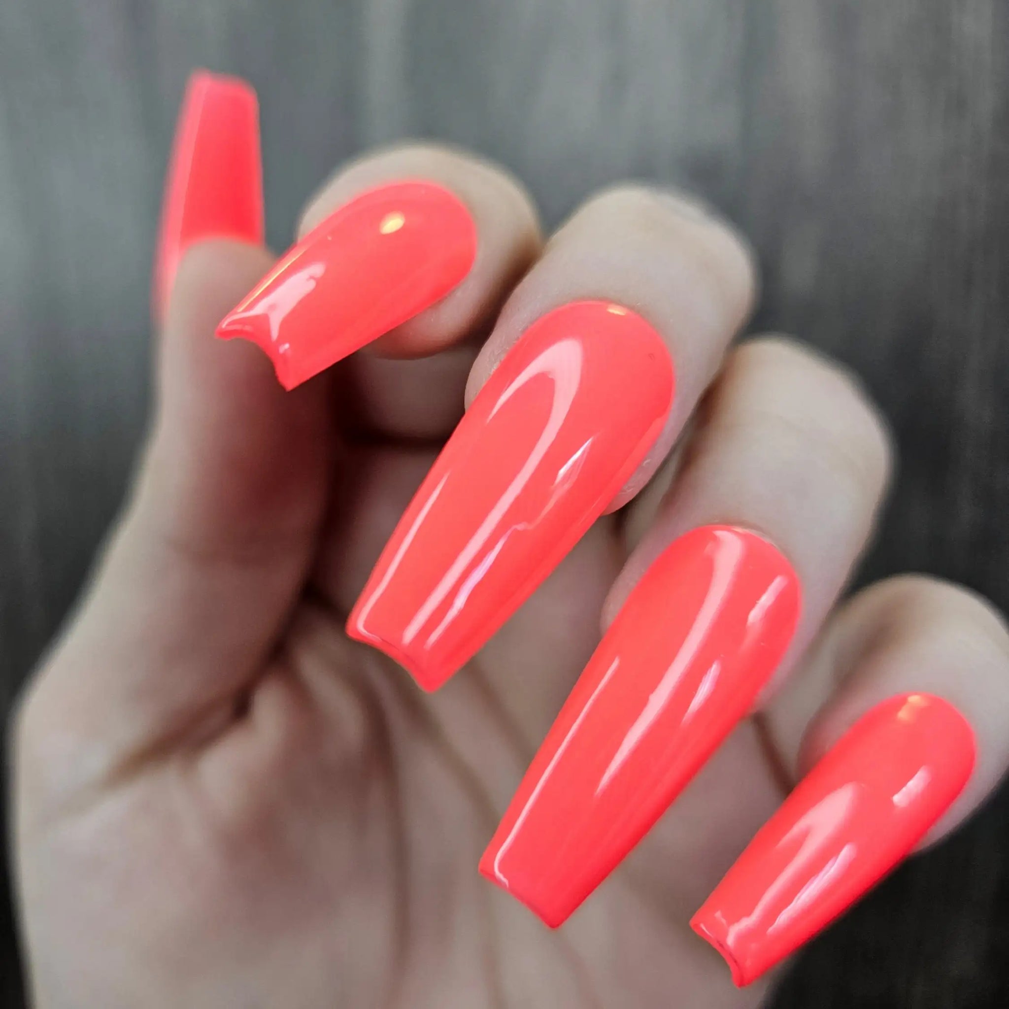 Pink Neon Handmade Press on Nails - Simple Color Reusable Fingernails