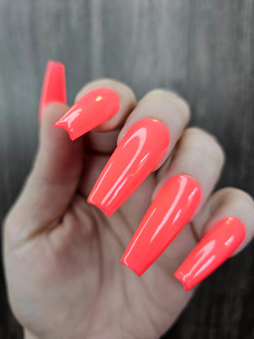 Pink Neon Handmade Press on Nails - Simple Color Reusable Fingernails